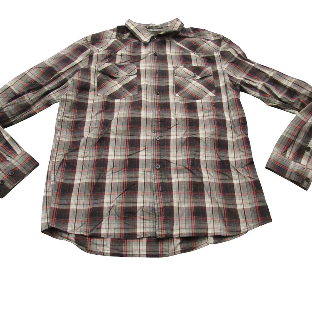 Twenty One‎ Men Plaid Western Button Down Shirt Black Red White Mens Large L/G